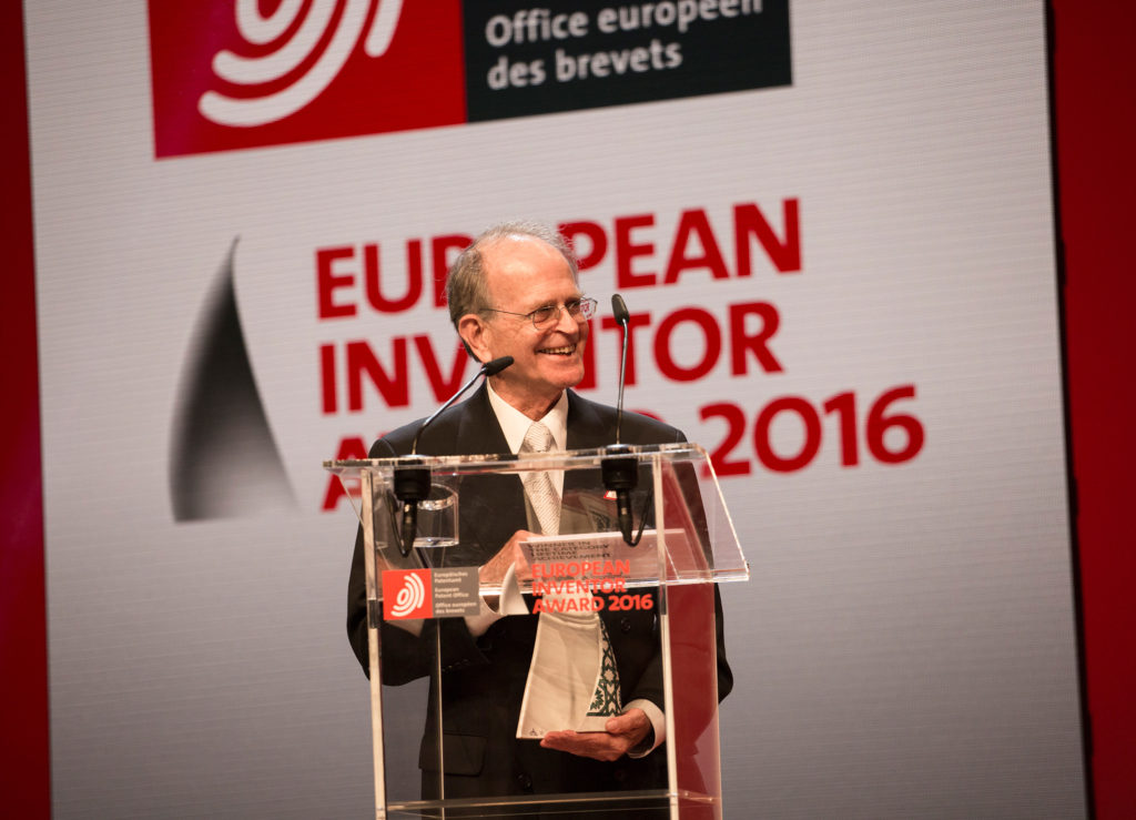 Anton van Zanten, winner of the European Inventor Award 2016 in the category "Lifetime Achievement" at the award ceremony in Lisbon on 9 June